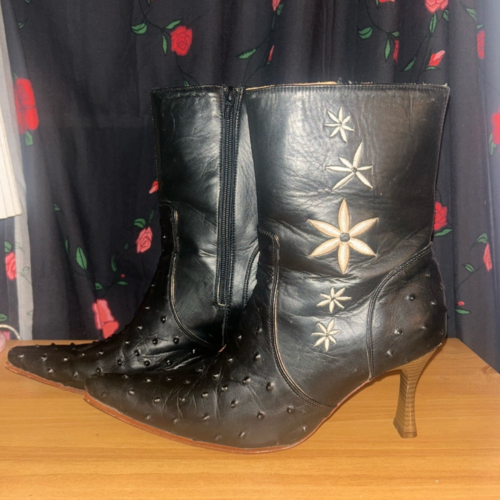 Black Embroidered Western Boots